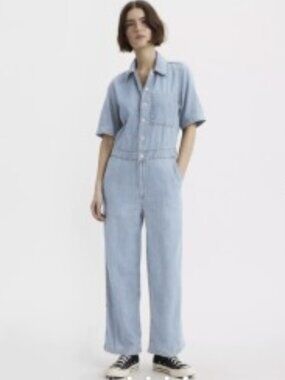 Levi's Short Sleeve Heritage Jumpsuit Glad To Meet You Light Wash Denim Size M